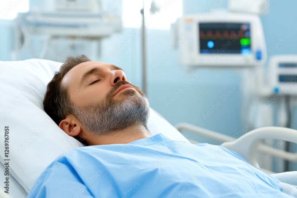 Obraz premium Male patient resting in hospital bed