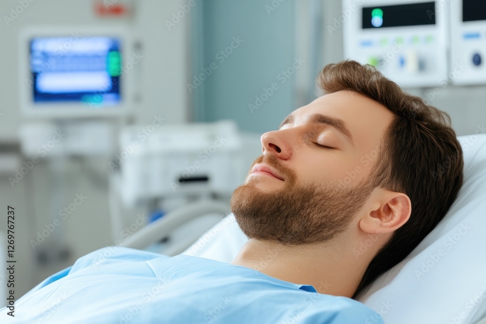 Fototapeta premium Close-up shot of male patient in hospital