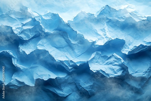 Wallpaper Mural Abstract Blue Paper Mountains, an Artistic Ice Landscape Torontodigital.ca