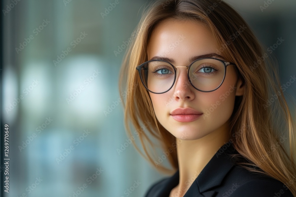 Professional Businesswoman with Confident Expression in Office Professional Businesswoman with Confident Expression in Office