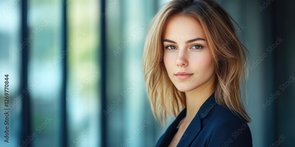 Close-up of Determined Businesswoman in Office Setting Close-up of Determined Businesswoman in Office Setting