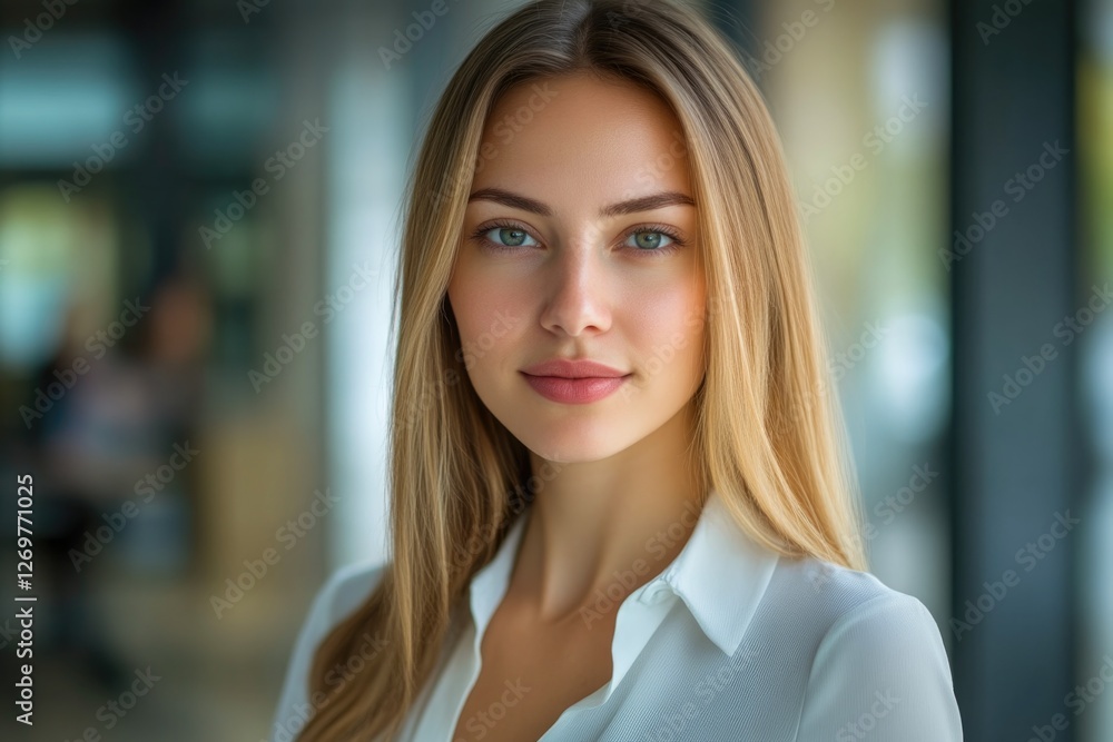 Naklejka premium Female Entrepreneur Standing Strong in Office