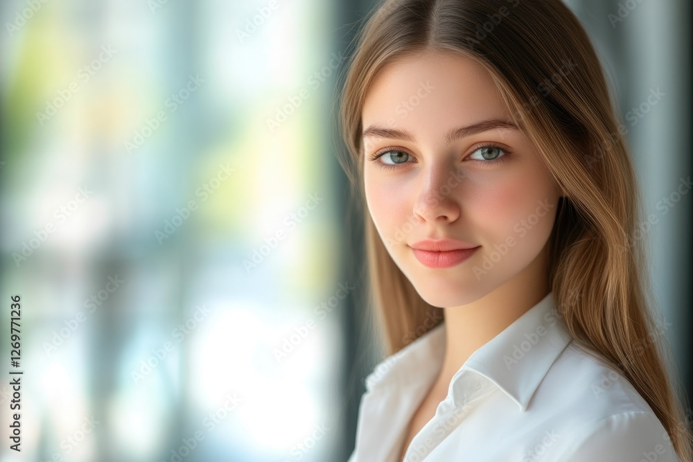 Ambitious Businesswoman with Clear Focus in Office Space Ambitious Businesswoman with Clear Focus in Office Space