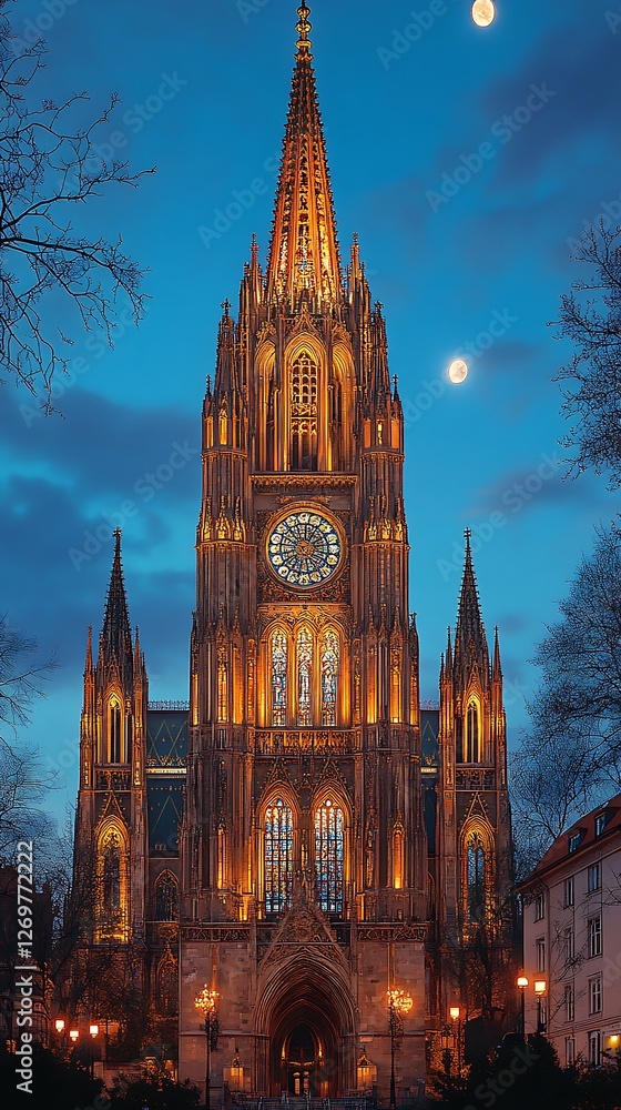 Fototapeta premium Gothic cathedral ornate spires glass high resolution hd picture