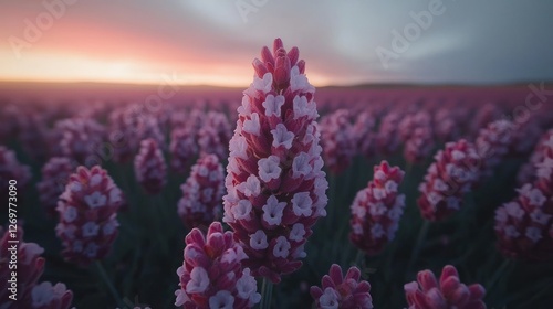 Pink flowers sunset field nature beauty landscape photo