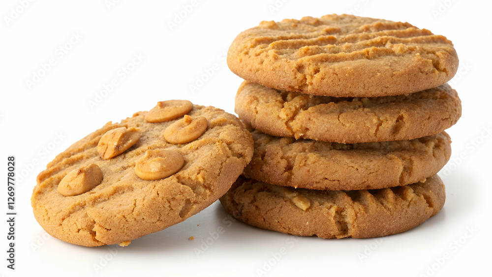 A stack of peanut butter cookies isolated on a transparent background. A stack of peanut butter cookies isolated on a transparent background.