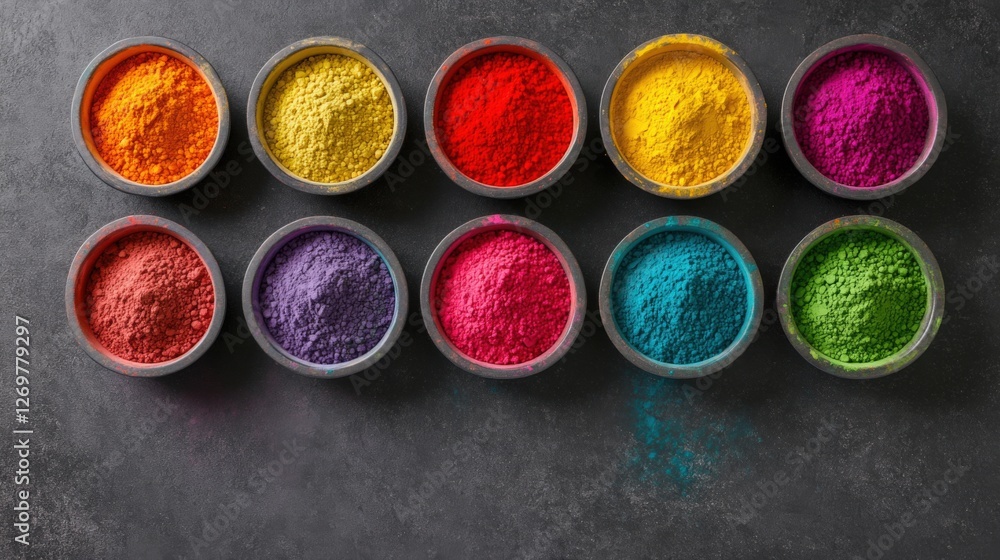 Vibrant Holi Colors On A Festive Table Vibrant Holi Colors On A Festive Table