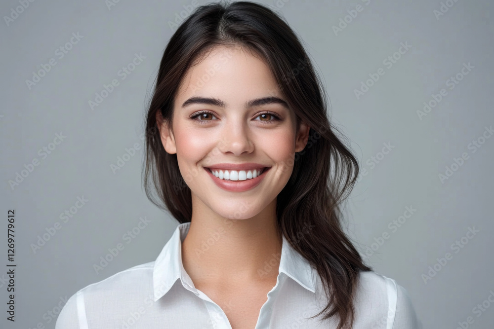 Beautiful young business woman portrait, Smiling cute girl with long hair studio shot, Isolated on gray background
Beautiful young business woman portrait, Smiling cute girl with long hair studio shot, Isolated on gray background