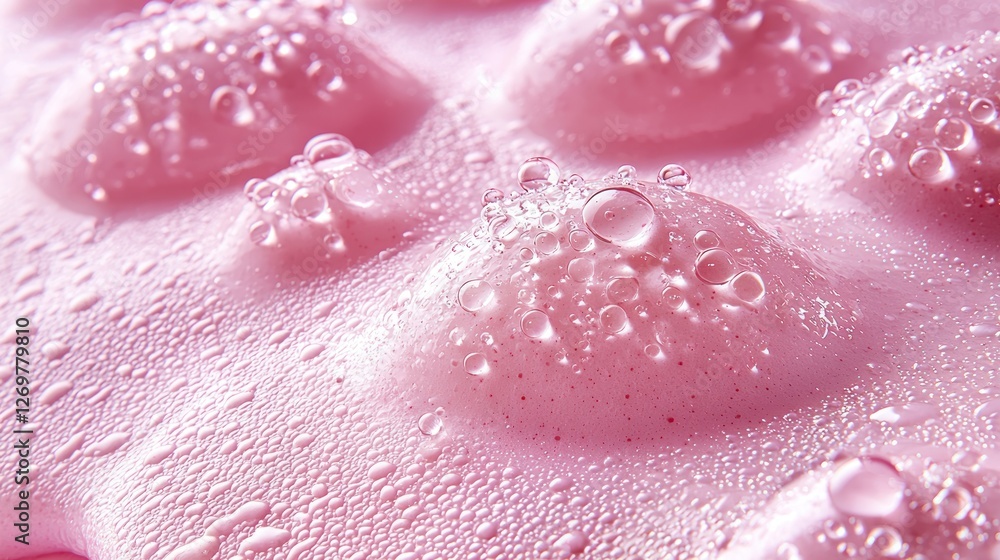 Pink surface, water droplets, close-up, texture, beauty product Pink surface, water droplets, close-up, texture, beauty product