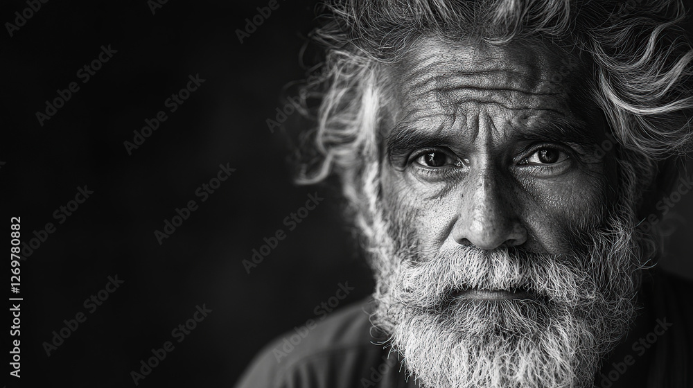 Expressive Black and White Portrait of Elderly Man Expressive Black and White Portrait of Elderly Man