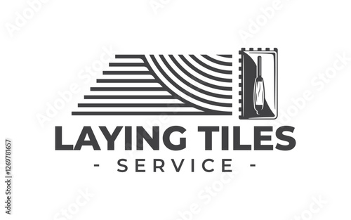 Trowel vintage logo isolated on white background. Laying tiles symbol. Trowel and cementitious adhesive texture. Vector illustration