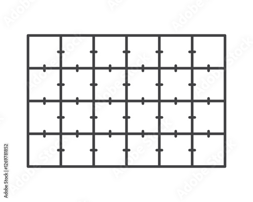 Floor tile outline icon after laying isolated on white background. Wall tile pattern, simple shape. Vector illustration