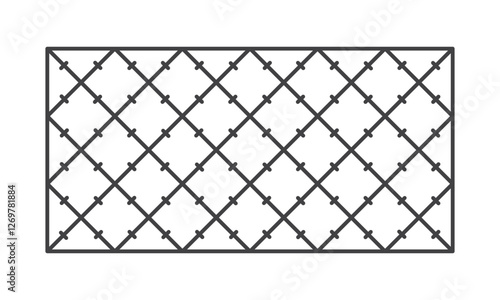 Floor tile outline icon after laying isolated on white background. Wall tile pattern, simple shape. Vector illustration