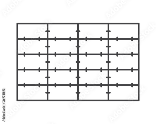 Floor tile outline icon after laying isolated on white background. Wall tile pattern, simple shape. Vector illustration