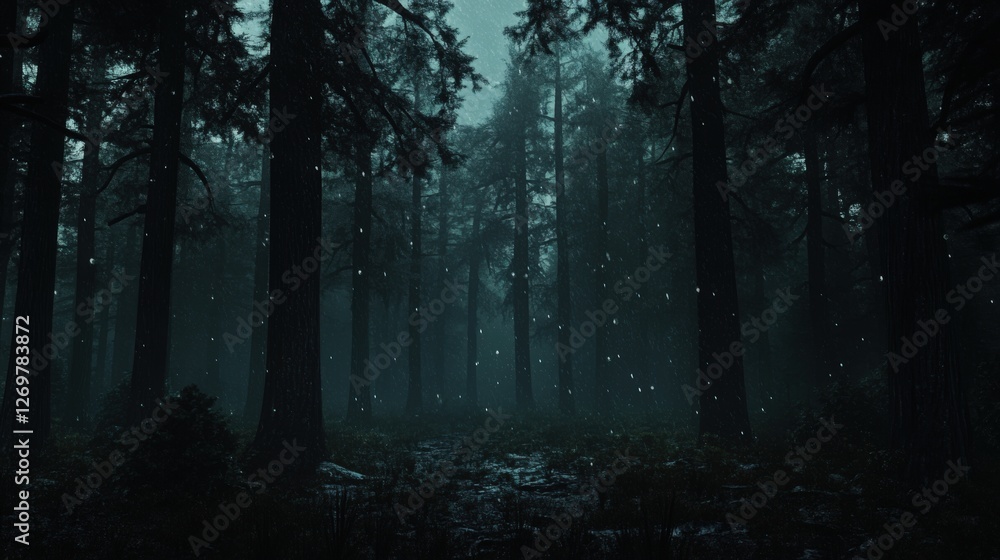 Fototapeta premium A Serene Forest Painting With Tall Trees