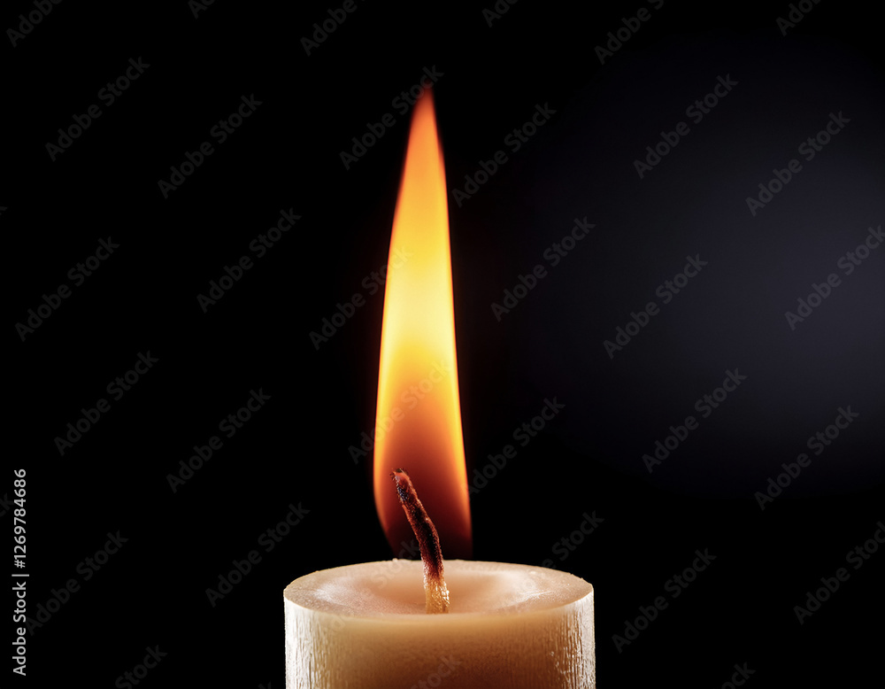 Burning candle flame against a black background, extreme close-up Burning candle flame against a black background, extreme close-up