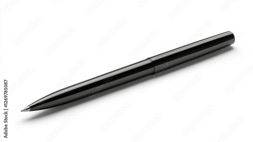 Black ballpoint pen isolated on white surface. Black ballpoint pen isolated on white surface.