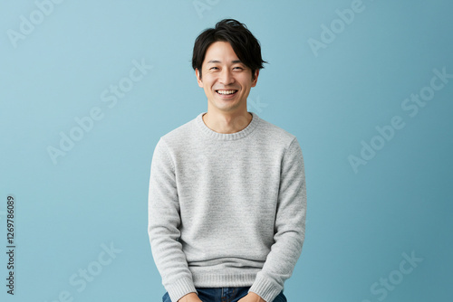 日本人男性のポートレート、30代、笑顔