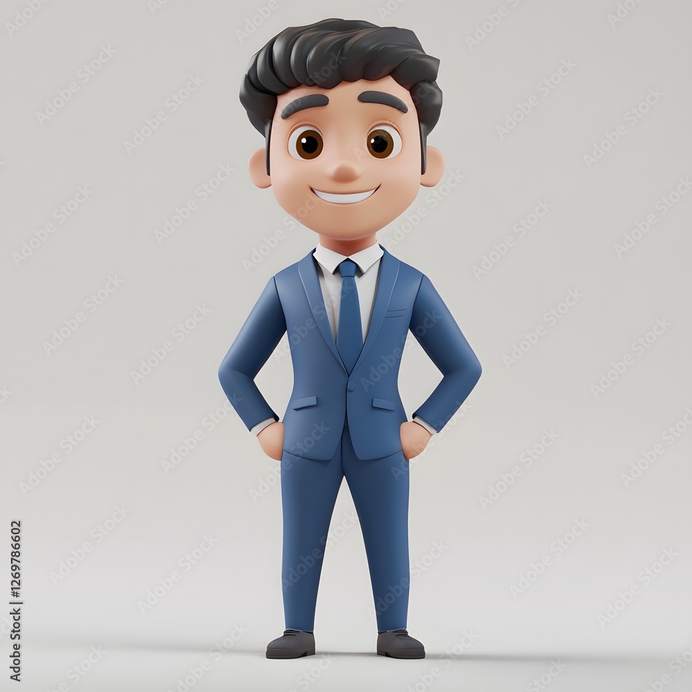 Charming 3D Businessman Avatar in Blue Suit for Business Presentations and Marketing Charming 3D Businessman Avatar in Blue Suit for Business Presentations and Marketing