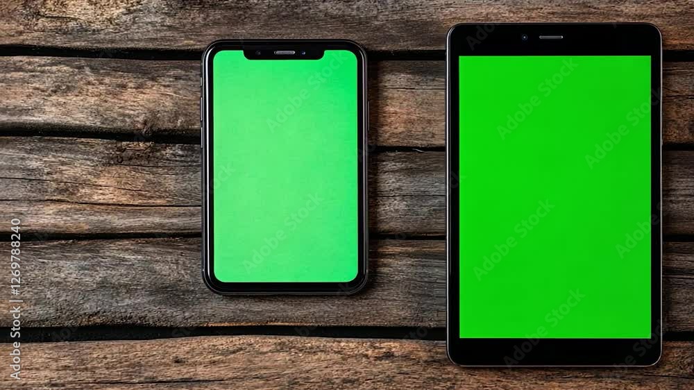 Green screen phone tablet wood mockup design Green screen phone tablet wood mockup design