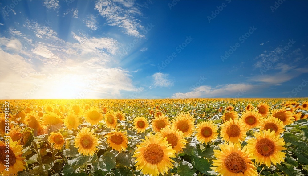 Obraz premium sunflower flower sunshine on blue sky background