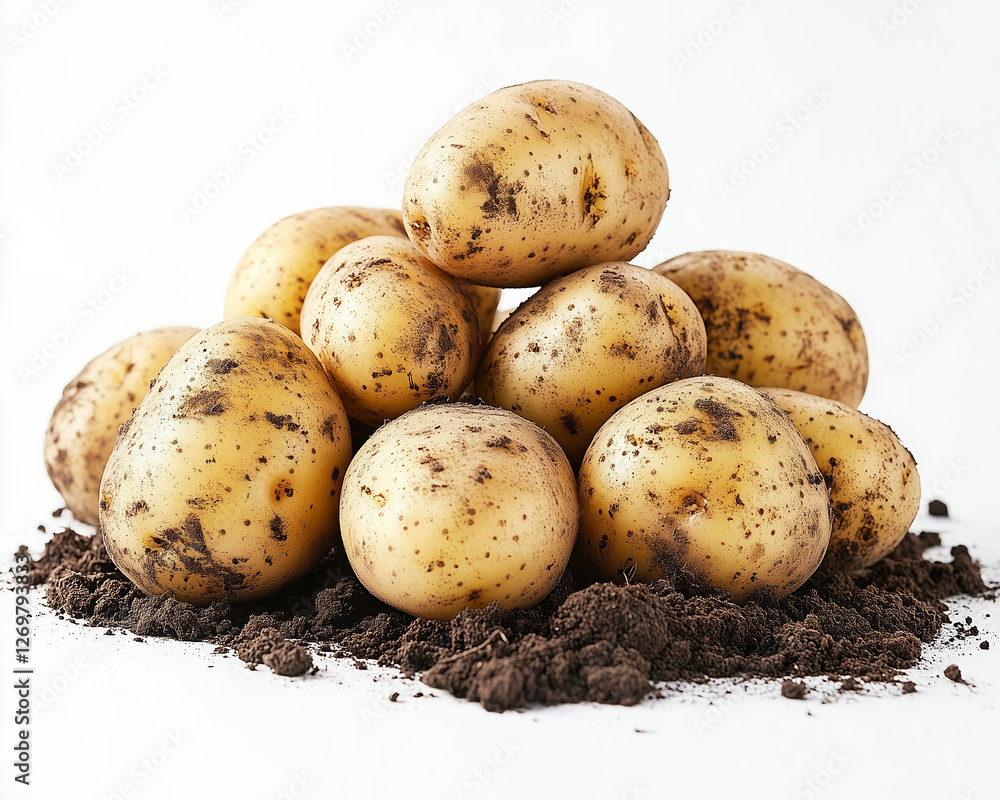 Studio Shot of Potatoes on White Background Studio Shot of Potatoes on White Background