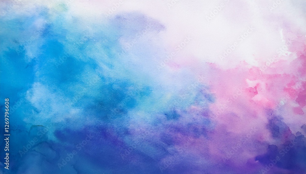 Fototapeta premium watercolor background in blue white pink and purple painting with cloudy distressed texture and marbled grunge soft fog or hazy lighting and pastel colors