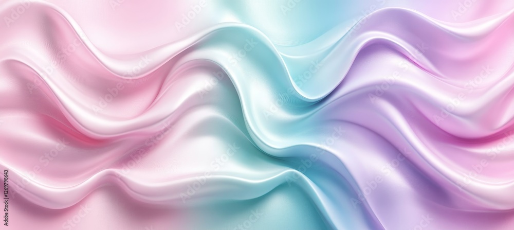 Obraz premium Pastel Lavender Seafoam Green Gradient Wave Pattern, Elegant Abstract Background for Design