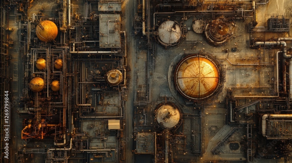 Aerial View of an Industrial Refinery Complex Aerial View of an Industrial Refinery Complex