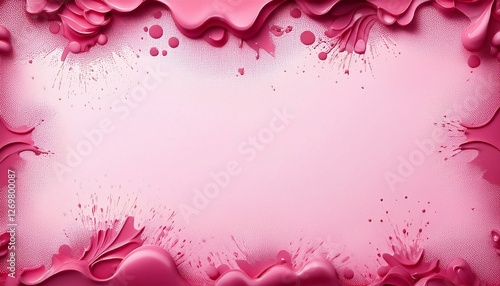 pink border design with paint splash pattern framing background