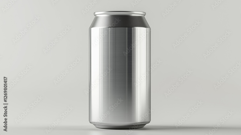 silver blank unprinted aluminium can used for packaging isolated on gray color background for advertising silver blank unprinted aluminium can used for packaging isolated on gray color background for advertising
