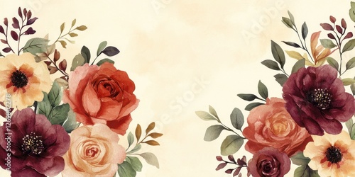 Minimal flower arrangement in watercolor shades for elegant, modern wedding stationery.