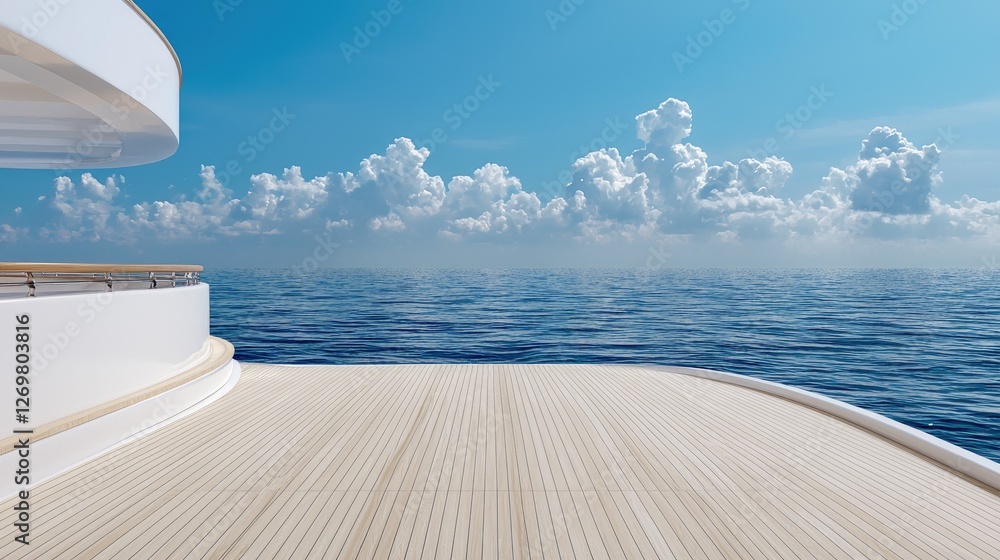Obraz premium Luxury yacht deck, ocean view, sunny day, travel