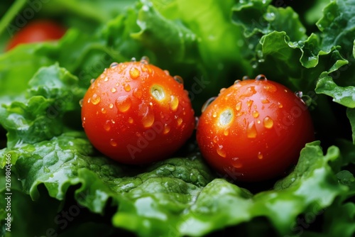 Lamb s lettuce with dew drops photo