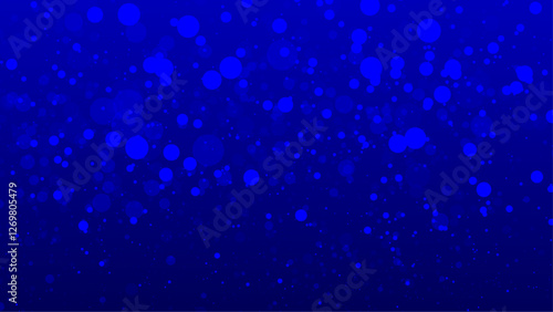Blue Illuminated Small Particles Background. Dark blue glitter sparkles defocused rays lights bokeh abstract background.