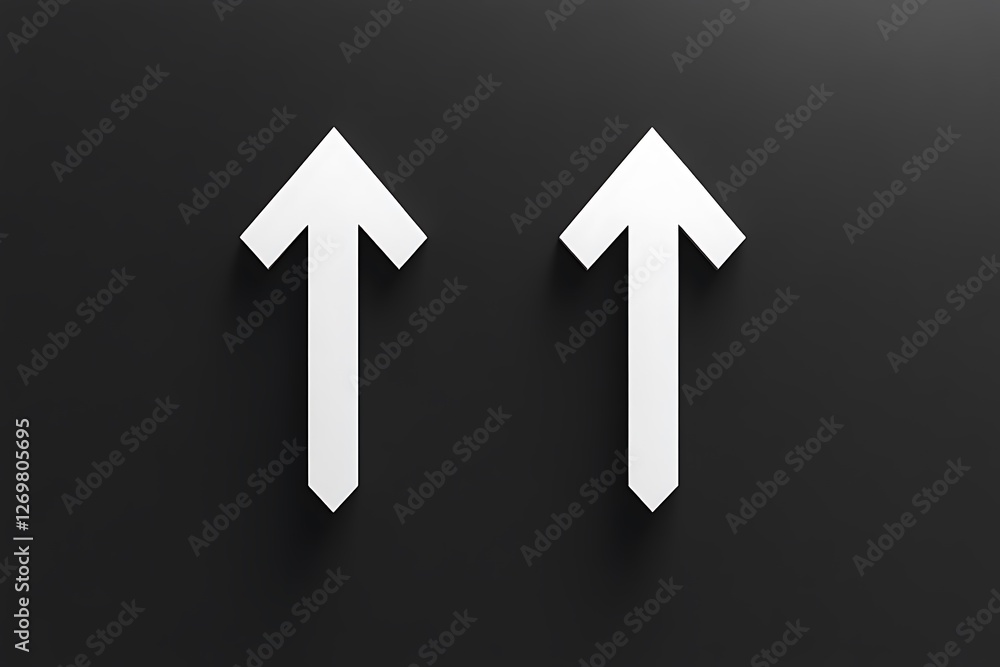 Two Upward Arrows on a Dark Background, Symbolizing Growth Two Upward Arrows on a Dark Background, Symbolizing Growth