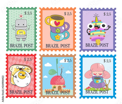 Selos, kit selos, correios, post office, entrega, selos correios, postal, serviço de entrega, carimbos selos, selos engraçados