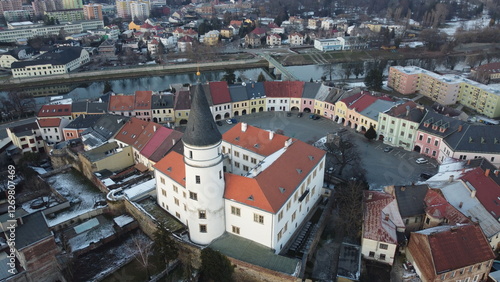 Prerov town center and chimney chemical factory