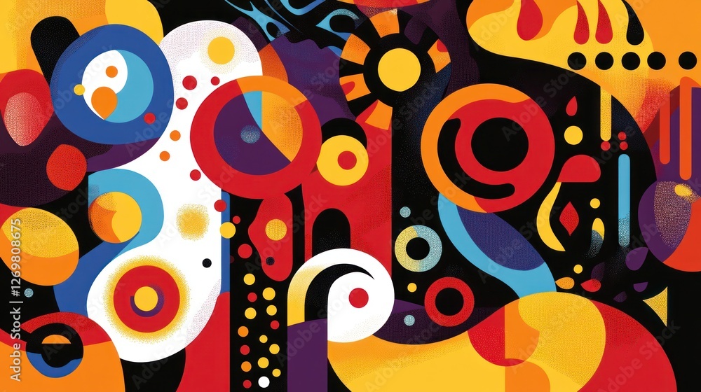 Vibrant Geometric Abstract with Retro Pop Art Style and Bold Colors Vibrant Geometric Abstract with Retro Pop Art Style and Bold Colors