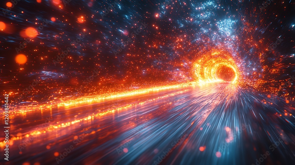 Fototapeta premium Vivid cinematic concept with dynamic motion lines and glowing light bursts
