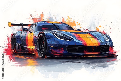 Dynamic Racing Car Design with Vibrant Colors.
