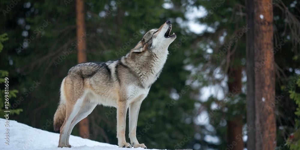 Obraz premium gray wolf in the snow howling .