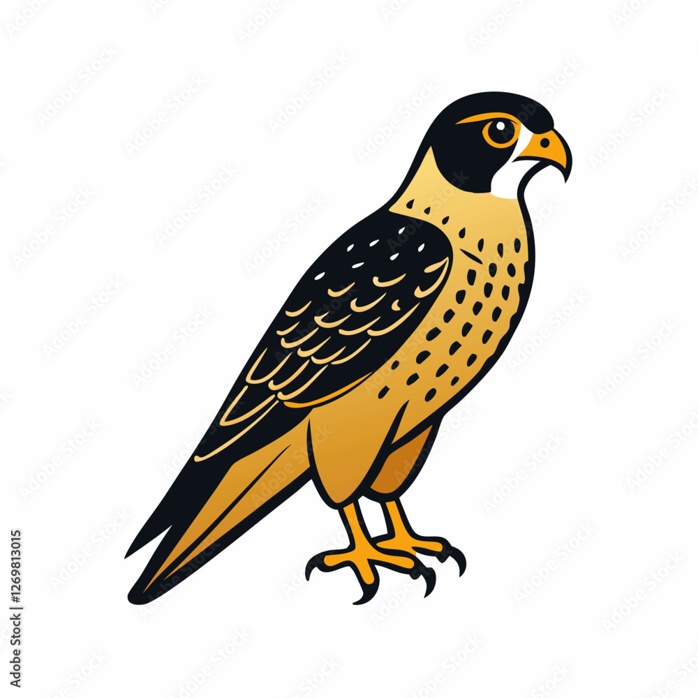 Fototapeta premium Falcon Bird Silhouette Vector Icon White Background.