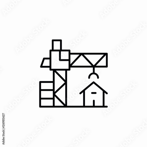 house crane lifting icon sign vector