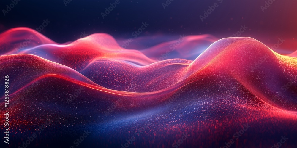 Abstract Red and Blue Glowing Particle Waves Background Abstract Red and Blue Glowing Particle Waves Background