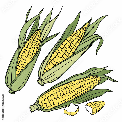 corn cobs isolated on white