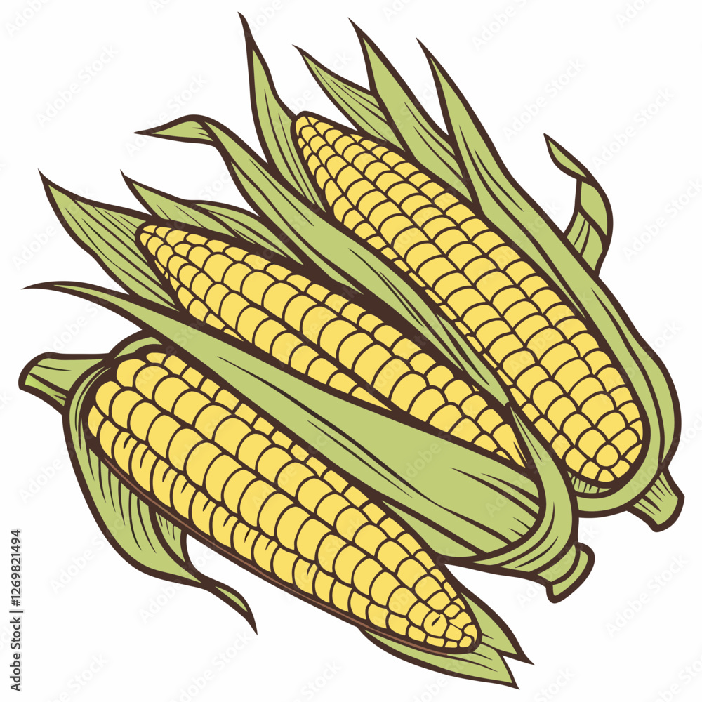 Grilled Corn on the Cob with Butter & Seasoning Vector Illustration Grilled Corn on the Cob with Butter & Seasoning Vector Illustration