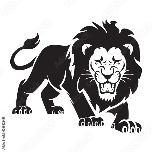 Wallpaper Mural Roaring Lion in Black and White – Bold Tribal-Inspired Art Torontodigital.ca