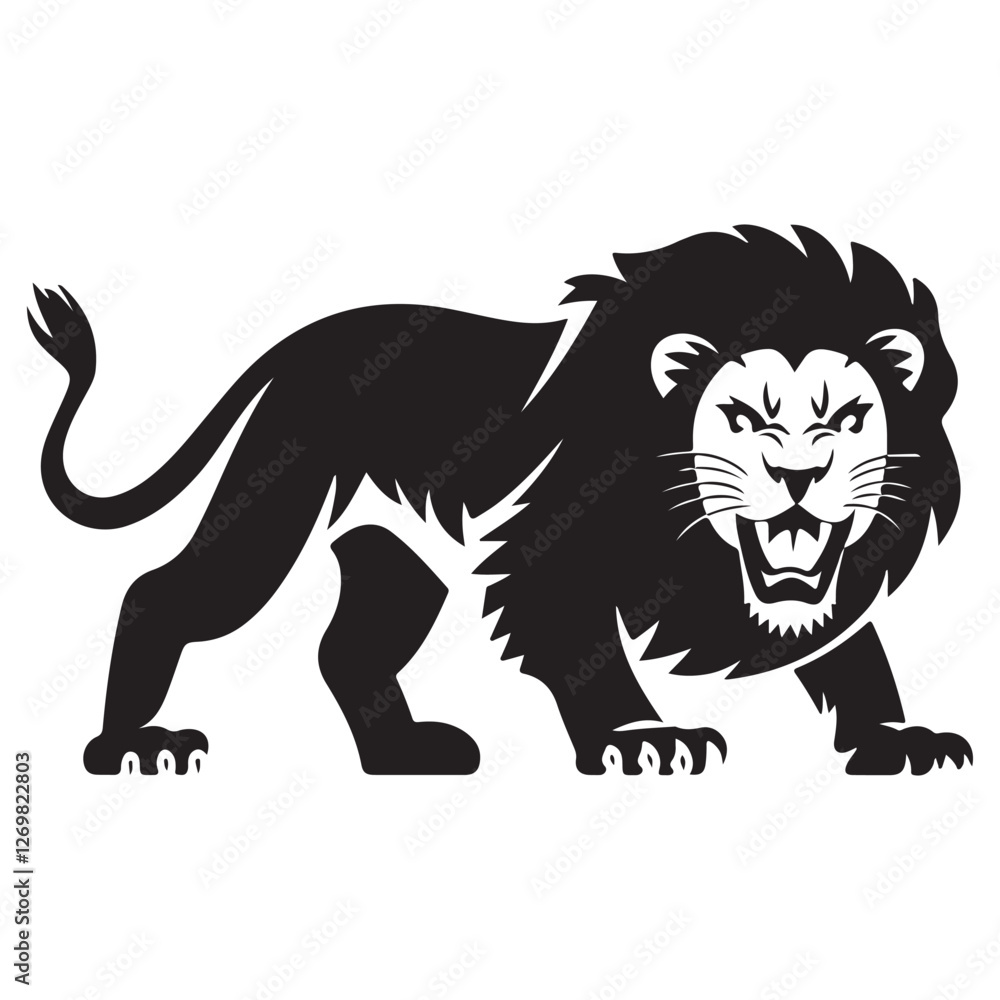 Obraz premium Predatory Lion Stance – Fearless and Strong Animal Art