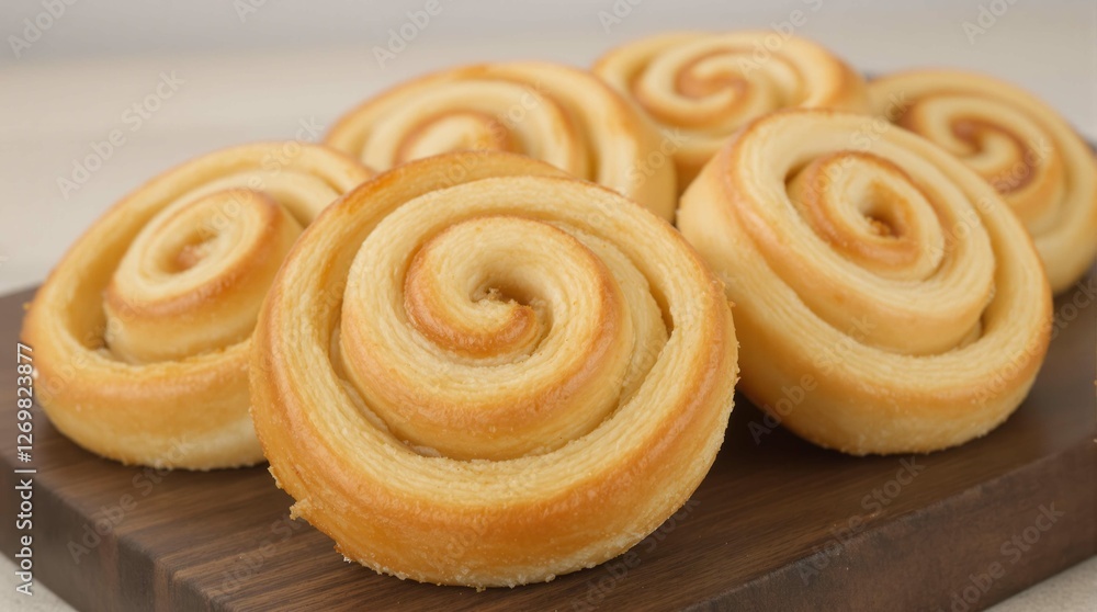 A plate of cinnamon rolls on a wooden table A plate of cinnamon rolls on a wooden table